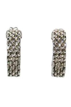 Tiffany & Co. - Sterling Silver Mesh Weave Mini Hoop Earrings