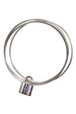 Tiffany & Co. - Sterling Silver Triple Bangle w/ Lock Bracelet
