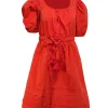 Toccin (NY) - Bright Red Gabardine Puff Sleeve Dress Sz 4