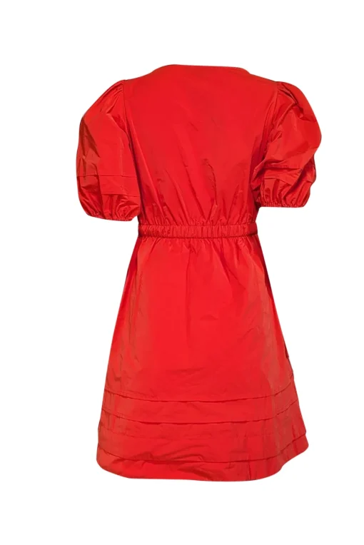 Toccin (NY) - Bright Red Gabardine Puff Sleeve Dress Sz 4