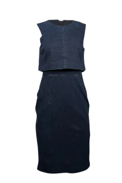 Toccin (NY) - Dark Wash Denim Overlay Sheath Dress Sz 8