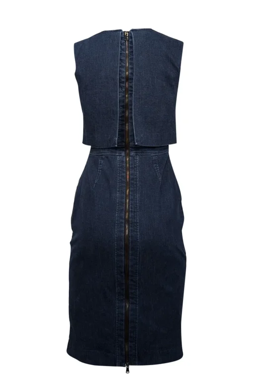 Toccin (NY) - Dark Wash Denim Overlay Sheath Dress Sz 8