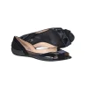 Tod's - Black Suede & Patent Leather Peep Toe Flats Sz 8.5