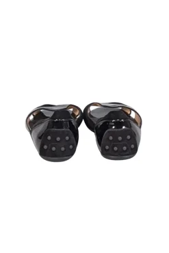 Tod's - Black Suede & Patent Leather Peep Toe Flats Sz 8.5