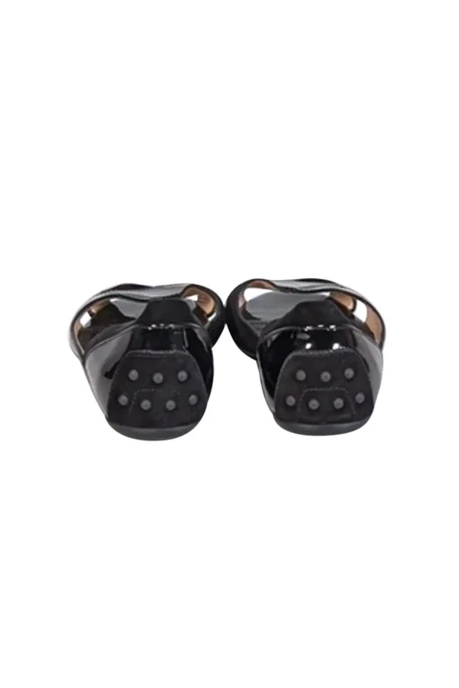 Tod's - Black Suede & Patent Leather Peep Toe Flats Sz 8.5