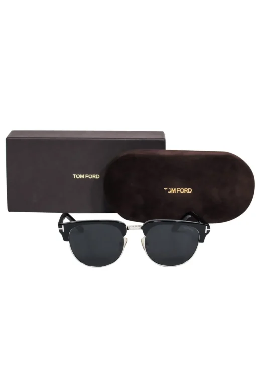 Tom Ford - Black Browline Silver-Toned Sunglasses