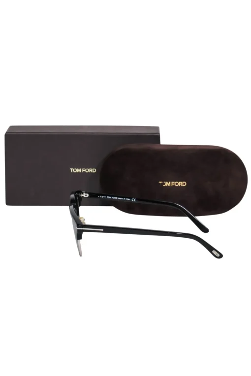 Tom Ford - Black Browline Silver-Toned Sunglasses