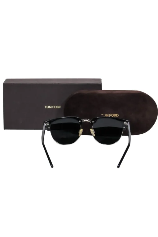 Tom Ford - Black Browline Silver-Toned Sunglasses