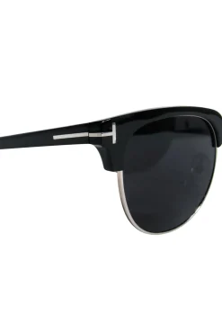 Tom Ford - Black Browline Silver-Toned Sunglasses