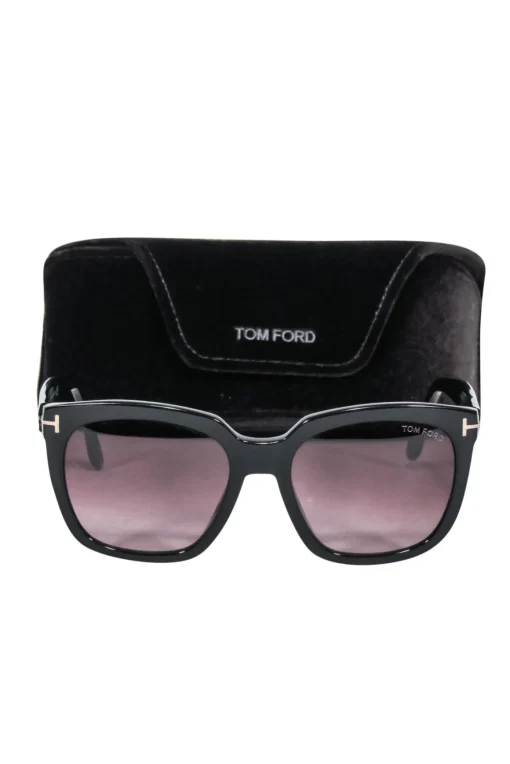 Tom Ford - Black Large Sunglasses w/ Brown Ombre Lenses
