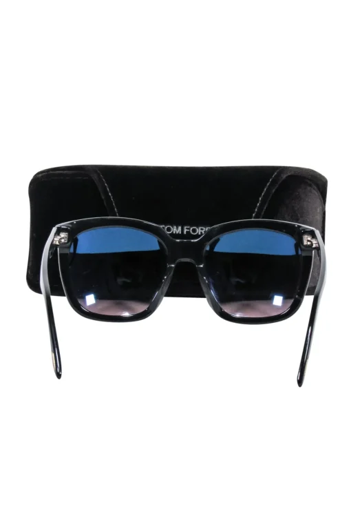 Tom Ford - Black Large Sunglasses w/ Brown Ombre Lenses