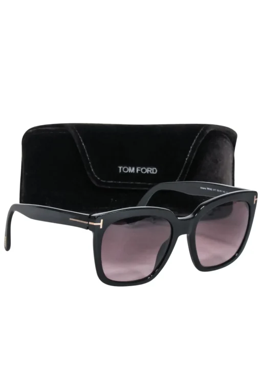 Tom Ford - Black Large Sunglasses w/ Brown Ombre Lenses