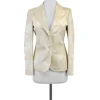 Tombolini - Cream & Gold Leaf Print Suit Jacket Sz 4