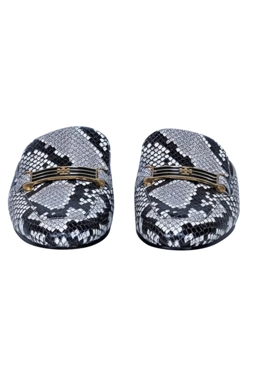 Tory Burch - Beige & Black Snake Skin Print Mule Flats Sz 5.5