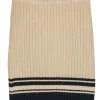 Tory Burch - Beige & Navy Ribbed Knit Sweater Skirt w/ Striped Trim Sz S