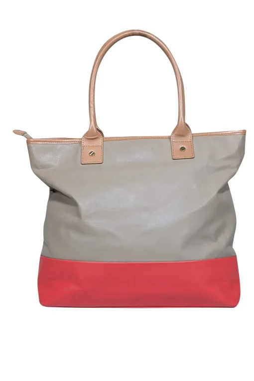Tory Burch - Beige & Orange "Jayden" Tote Bag