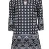 Tory Burch - Black & Gray Patterned Silk Shift Dress Sz 4
