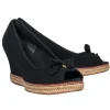 Tory Burch - Black Espadrille Peep Toe Wedges w/ Bow Sz 11