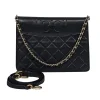 Tory Burch - Black Leather Quilted Fold Over Crossbody Bag