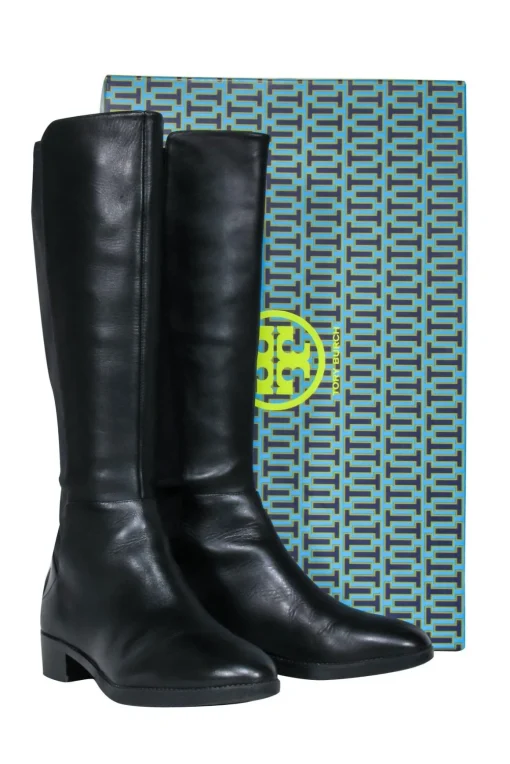 Tory Burch - Black Leather "Caitlin" Stretch Boots Sz 9