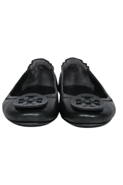 Tory Burch - Black Leather Ballet Flats w/ Logo Sz