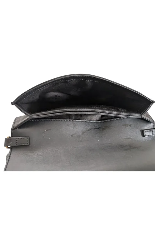 Tory Burch - Black Leather Quilted Fold Over Crossbody Bag