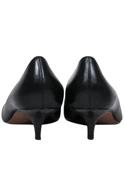 Tory Burch - Black Leather Pointed Toe Kitten Heel Pumps Sz 9.5