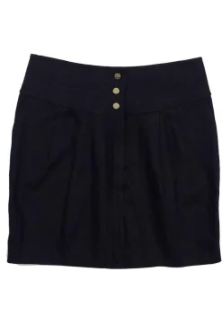 Tory Burch - Black Linen Buttoned Skirt Sz 8
