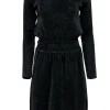 Tory Burch - Black Metallic Knit Long Sleeve Dress Sz S