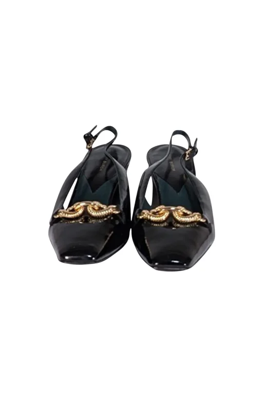 Tory Burch - Black Patent Leather "Jessa" Heeled Slingback Pumps Sz 10