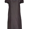 Tory Burch - Black Silk Shift Dress w/ Turquoise Embroidery Sz 4