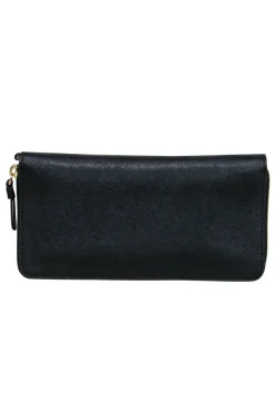Tory Burch - Black Textured Leather Wallet w/ Logo