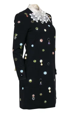 Tory Burch - Black w/ Multi color Sequins & Jewel Details Sz 0