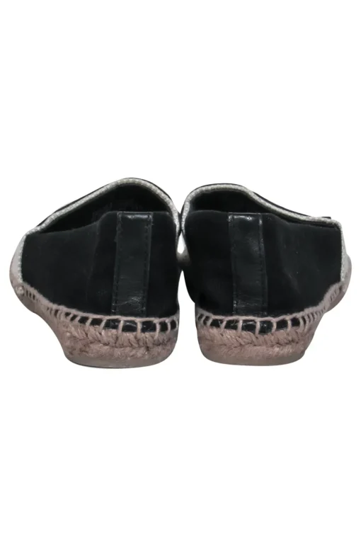Tory Burch - Black Woven Textile Espadrille Logo Flats Sz 5.5