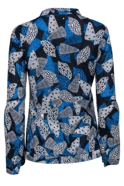 Tory Burch - Blue Cotton Seashell Print Sequined Top Sz 4