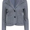 Tory Burch - Blue Metallic and Beige Diamond Print Knit Blazer Sz S