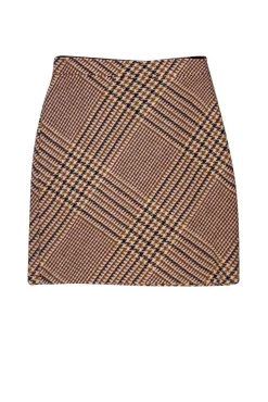 Tory Burch - Brown & Cream Plaid Wool Blend Skirt Sz 2