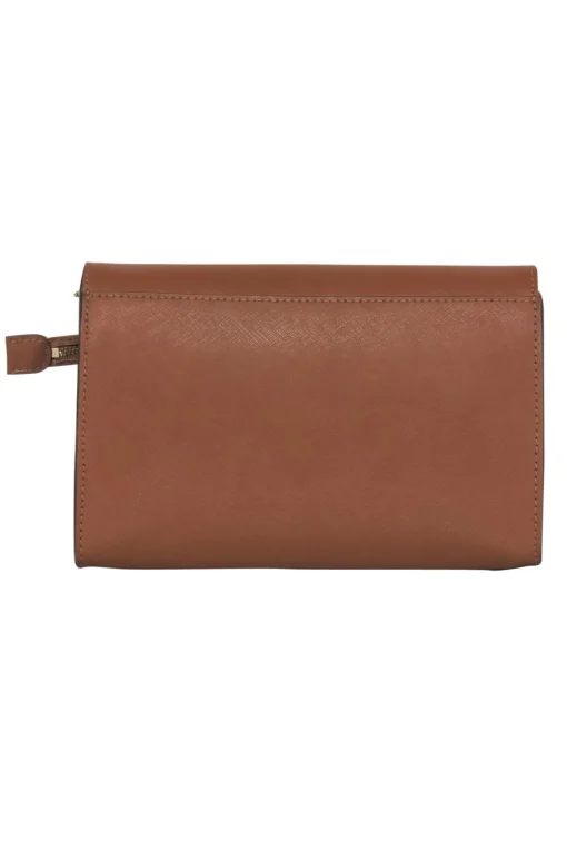 Tory Burch - Brown Textured Leather Square Crossbody