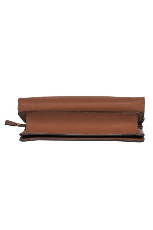 Tory Burch - Brown Textured Leather Square Crossbody