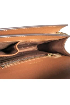 Tory Burch - Brown Textured Leather Square Crossbody