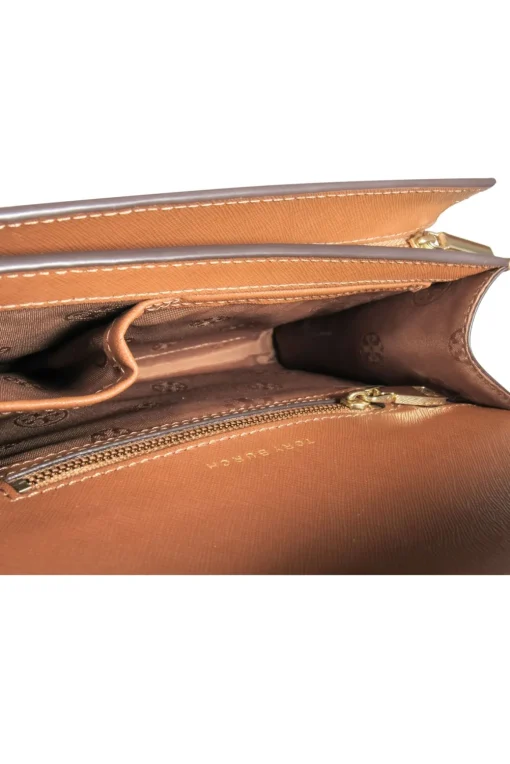 Tory Burch - Brown Textured Leather Square Crossbody