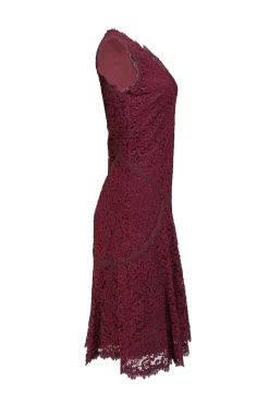 Tory Burch - Burgundy Lace Sleeveless V-Neck Dress Sz 6