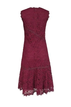 Tory Burch - Burgundy Lace Sleeveless V-Neck Dress Sz 6