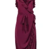 Tory Burch - Burgundy Ruffled Sleeveless Midi Dress Sz L