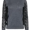 Tory Burch - Charcoal Sweater w/ Lace Sleeves Sz XS