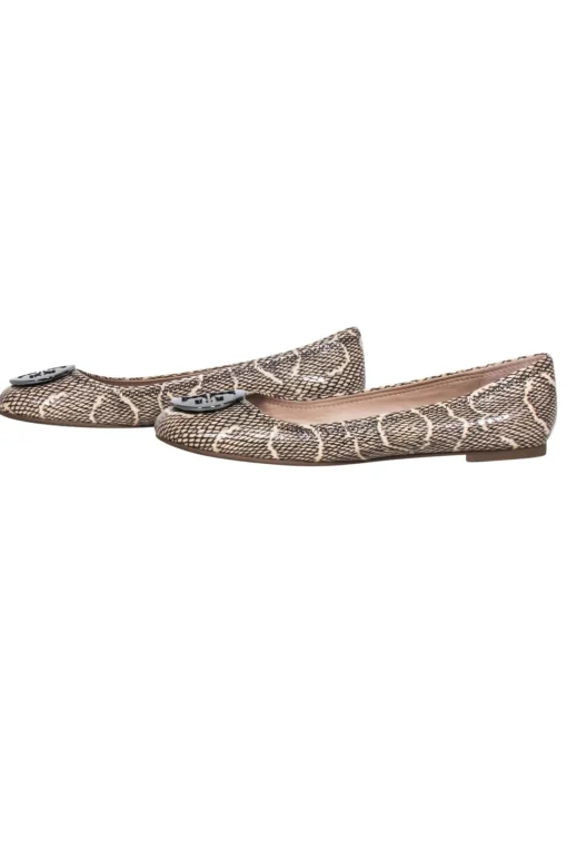 Tory Burch - Cream & Black Snakeskin Print Ballet Flats Sz 11