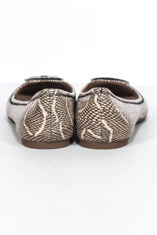 Tory Burch - Cream & Black Snakeskin Print Ballet Flats Sz 11
