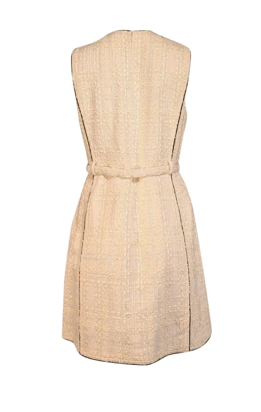Tory Burch - Cream Metallic Boucle Belted Dress Sz 12