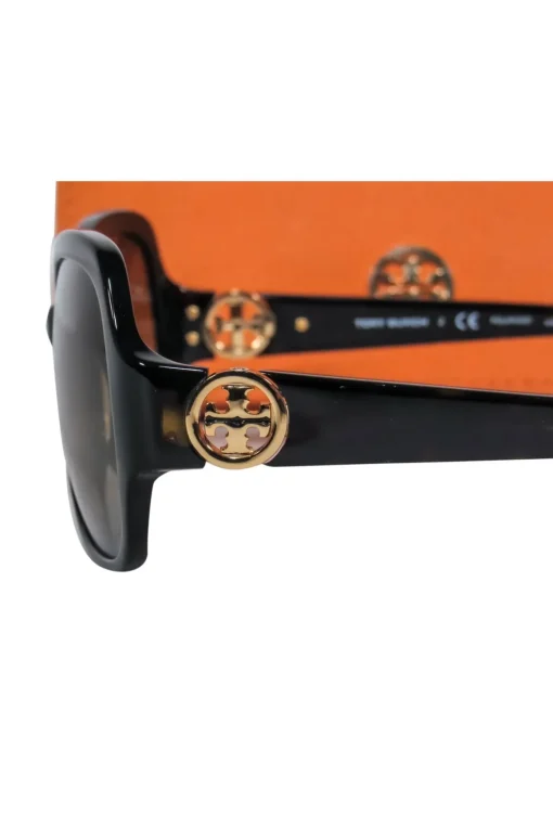 Tory Burch - Dark Brown Tortoise Shell Sunglasses w/ Logo Hardware