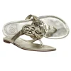 Tory Burch - Gold Metallic Logo Toe Thong Flip Flops Sz 6